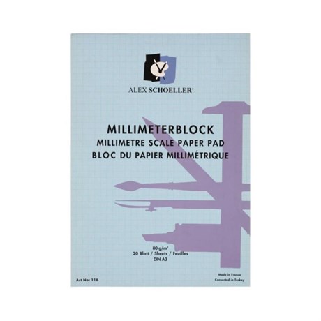 Alex Schoeller Milimetrik Kağıt Blok 80 gr 20 Sayfa A3 Mavi