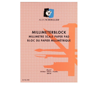 Alex Schoeller Milimetrik Kağıt Blok 80 gr 20 Sayfa A4 Kırmızı