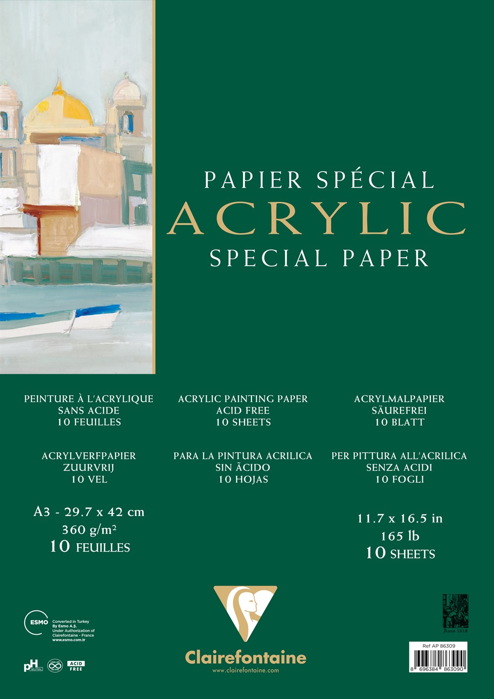 Clairefontaine Acrylic Special Paper Akrilik Blok 360 gr A3 10 Yaprak